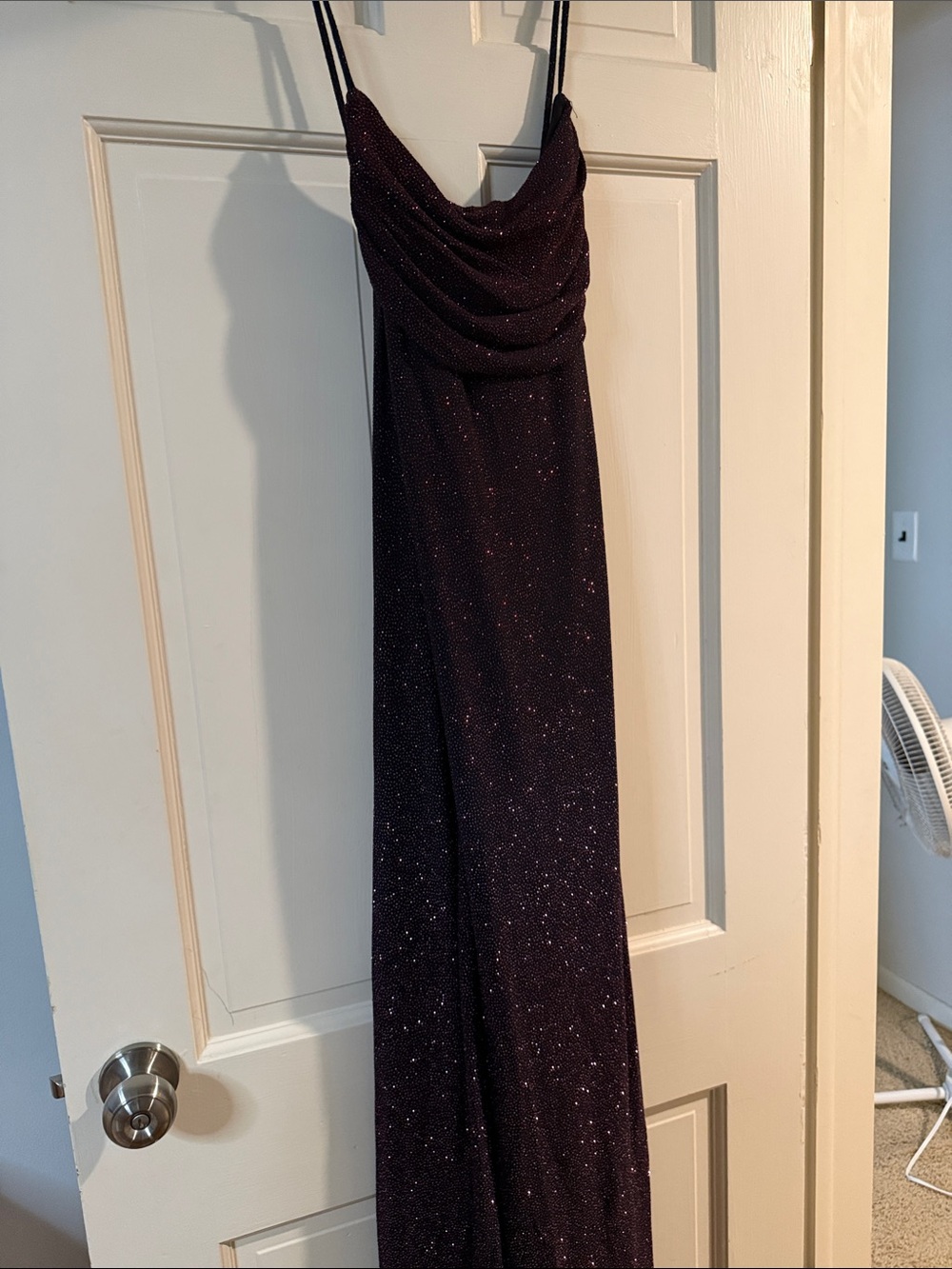 Black and red Sparkle Cowl Neck Evening Dress